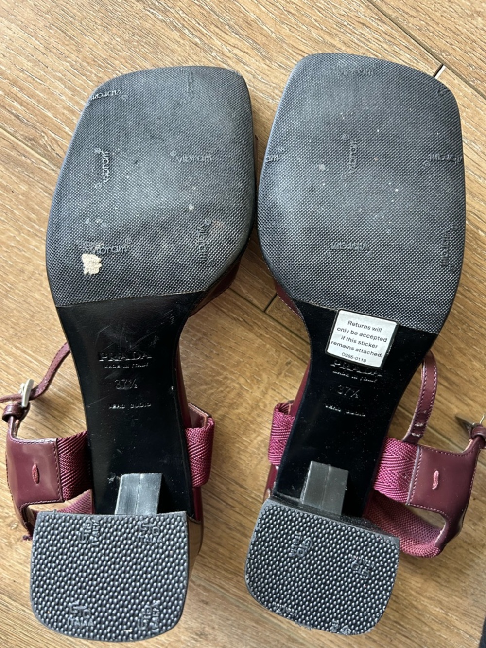 Vintage Prada Burgundy Leather Slingback Heels - Picture 5 of 5